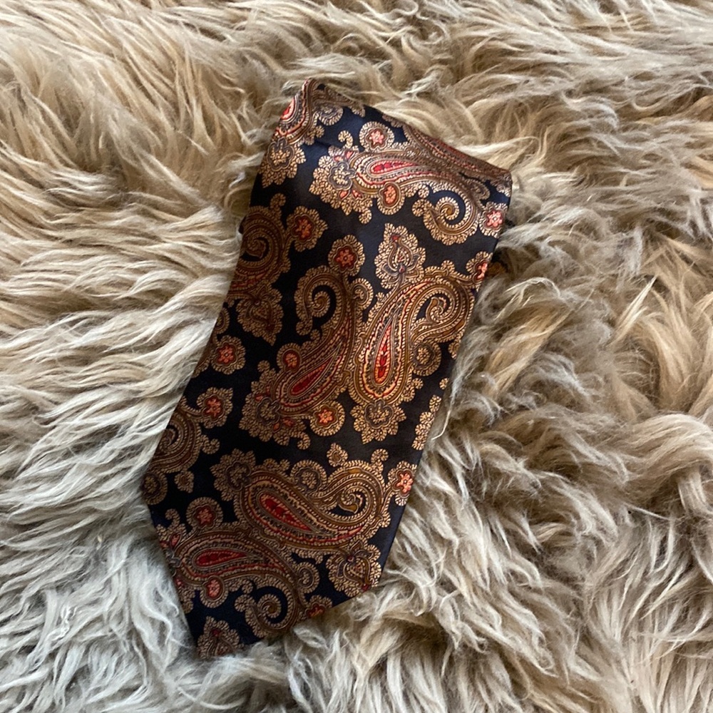 Escada Black Paisley Print Neck Tie